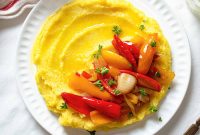 Creamy Polenta with Caramelized Onions and Sautéed Peppers