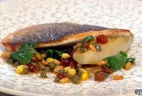 Sea Bream with Sweetcorn, Capers & Pine Nut Dressing