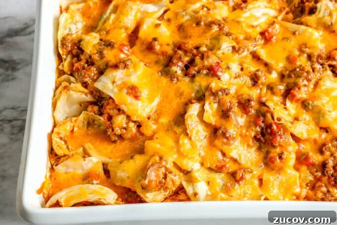Unstuffed Cabbage Roll Casserole Recipe – One-Pan Comfort Meal 8 cheesy lazy cabbage rolls casserole.