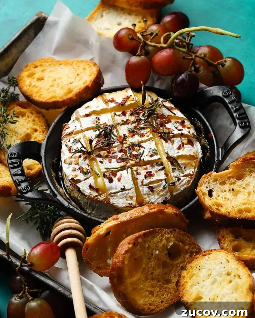 Baked Camembert with Honey & Chili Flakes Recipe 7 Baked Camembert with Honey and Chili Flakes