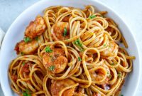 Creamy Spicy Shrimp Pasta with Garlic and Chili Oil