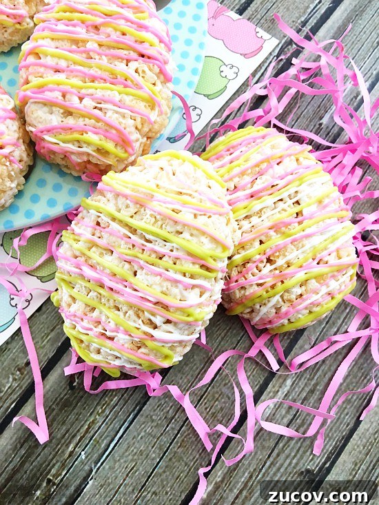 Easter Egg Rice Krispie Treat Ideas for Spring Parties 2 Easter Egg Rice Krispie Treats - Cute, bright Easter Egg Rice Krispie Treats are a fun and easy no bake Easter dessert recipe that can be made in just 20 minutes. The kids will love these!