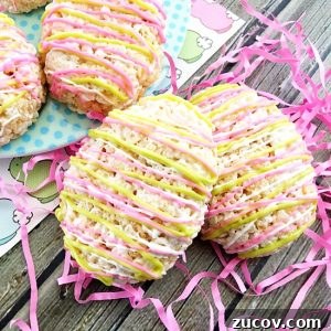 Easter Egg Rice Krispie Treats - Cute, bright Easter Egg Rice Krispie Treats are a fun and easy no bake Easter dessert recipe that can be made in just 20 minutes. The kids will love these!
