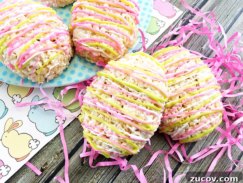 Easter Egg Rice Krispie Treat Ideas for Spring Parties 4 Easter Egg Rice Krispie Treats - Cute, bright Easter Egg Rice Krispie Treats are a fun and easy no bake Easter dessert recipe that can be made in just 20 minutes. The kids will love these!