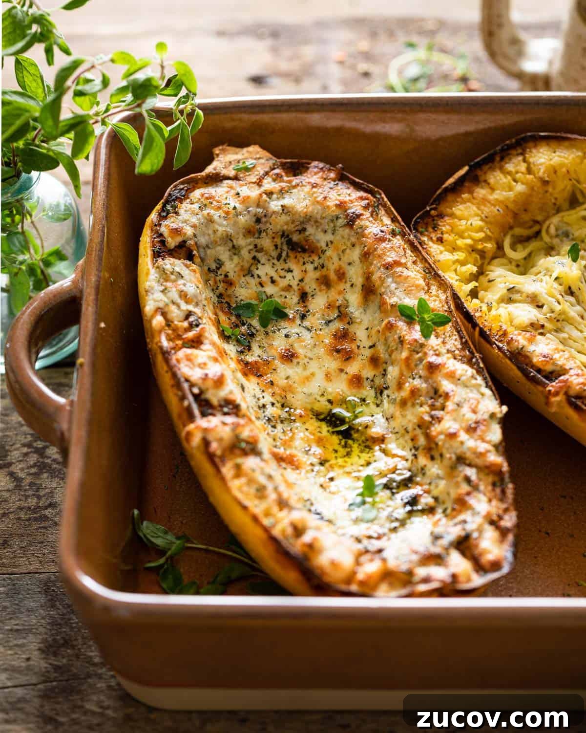 Crispy Air Fryer Spaghetti Squash Recipe — Quick & Flavorful 7 Air fryer spaghetti squash with cheese on top.