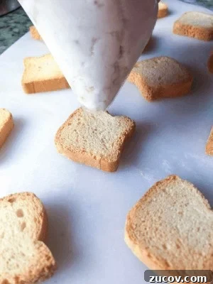 Mini Canapé Toasts for Parties: Bite-Sized Appetizer Ideas 4 Mini Canapé Toasts With Sweet Cheese.