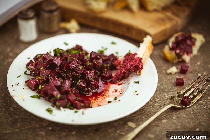 Beetroot and mint salad with pomegranate dressing.