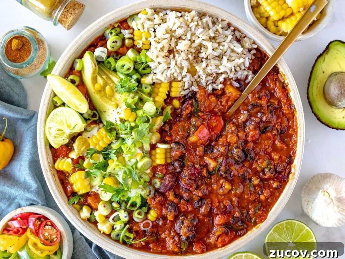 25 Affordable Recipes That Taste Gourmet on a Budget 6 vegetarian chili served in a white bowl