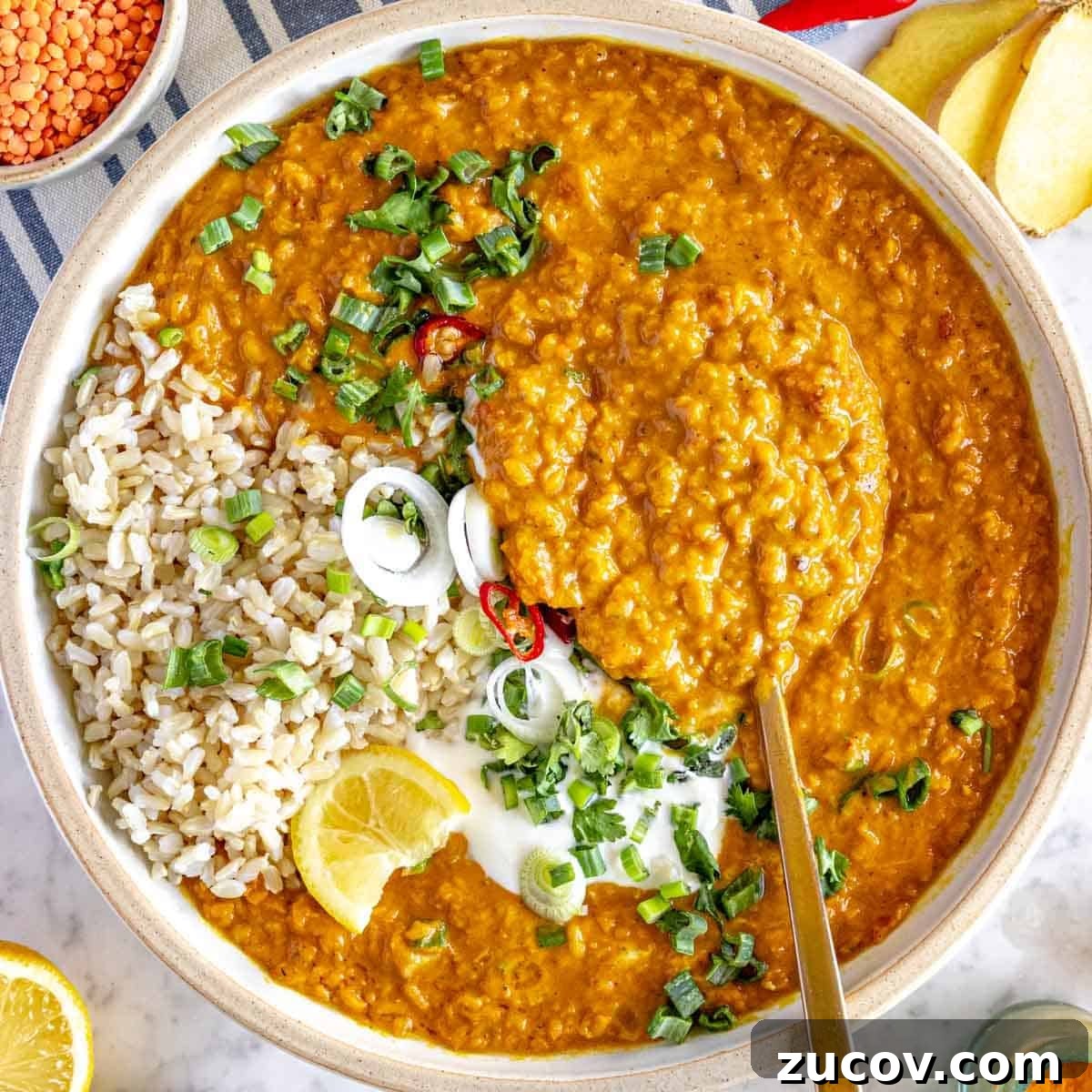 25 Affordable Recipes That Taste Gourmet on a Budget 10 Red lentil curry with brown rice.