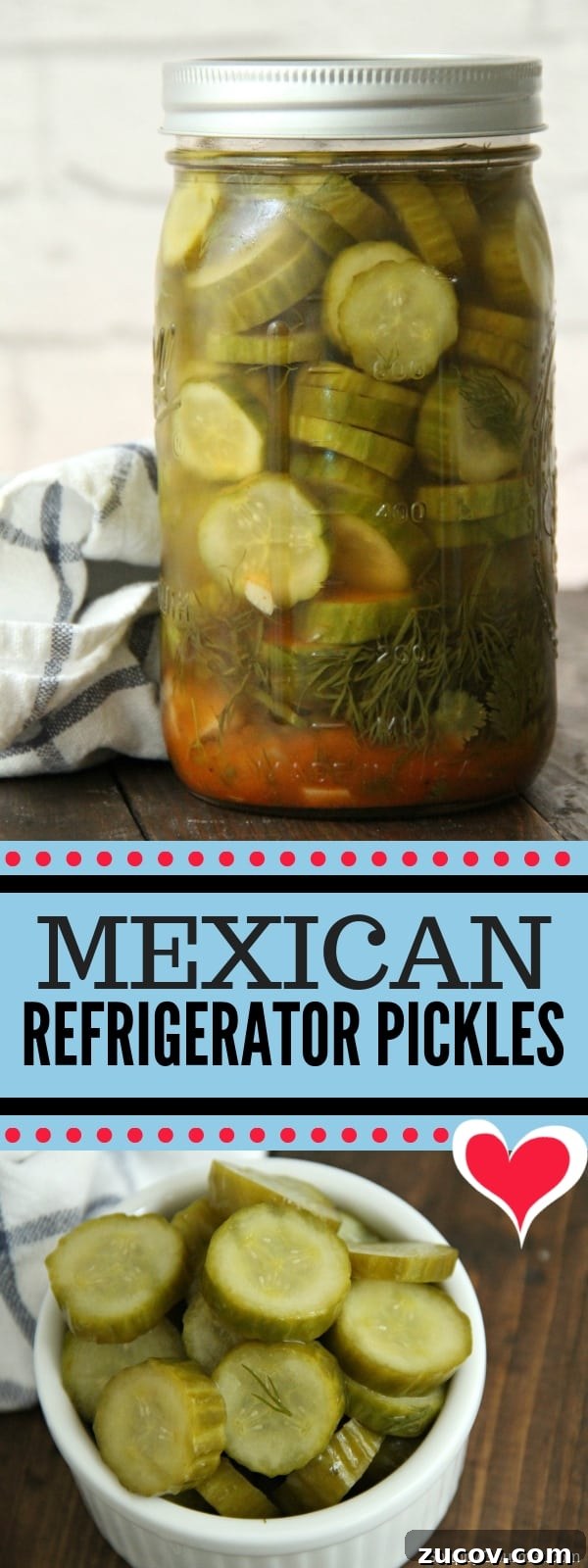 Mexican Refrigerator Pickles - quick and easy pickle recipe that can be made mild or spicy Mexican Refrigerator Pickles photo collage