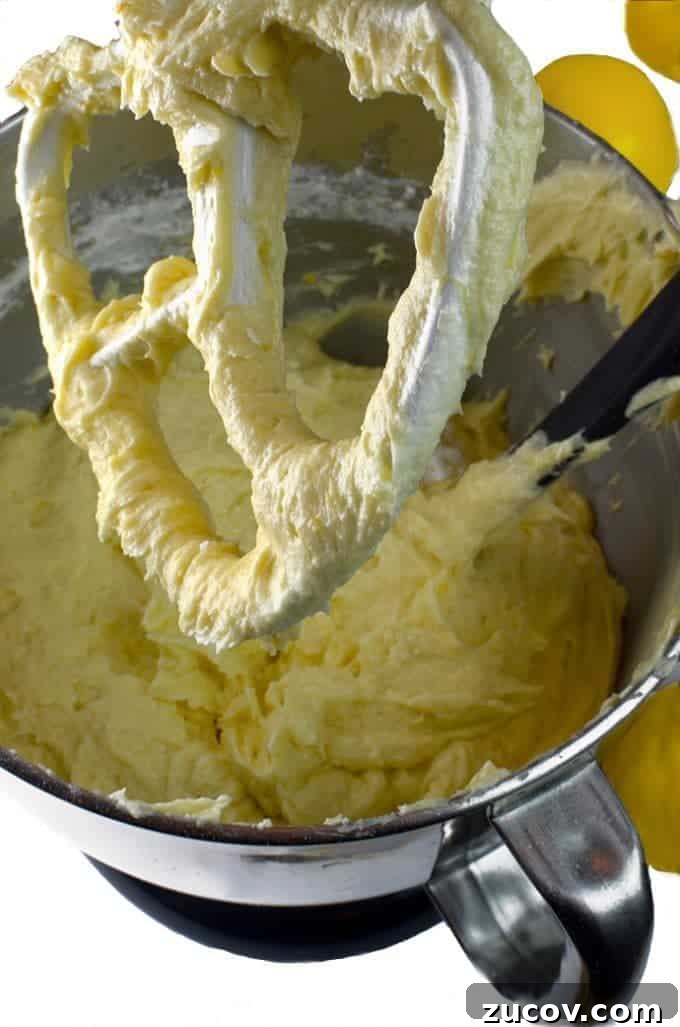 Rosemary Lemon Loaf with Silky Lemon Icing 4 Cake batter in mixing bowl