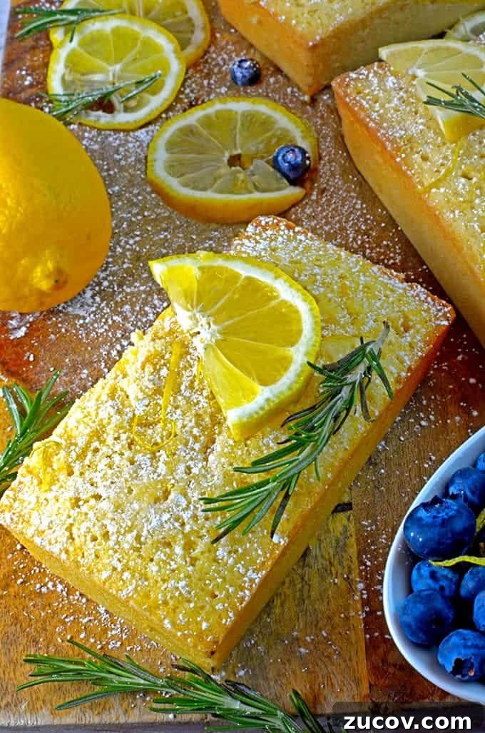 Rosemary Lemon Loaf with Silky Lemon Icing 8 The best lemon loaf cake recipe is from Platter Talk.