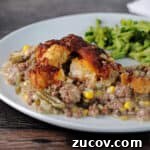 Cheesy Tater Tot Casserole Made in the Instant Pot 7 Instant Pot Tater Tot Casserole on a plate