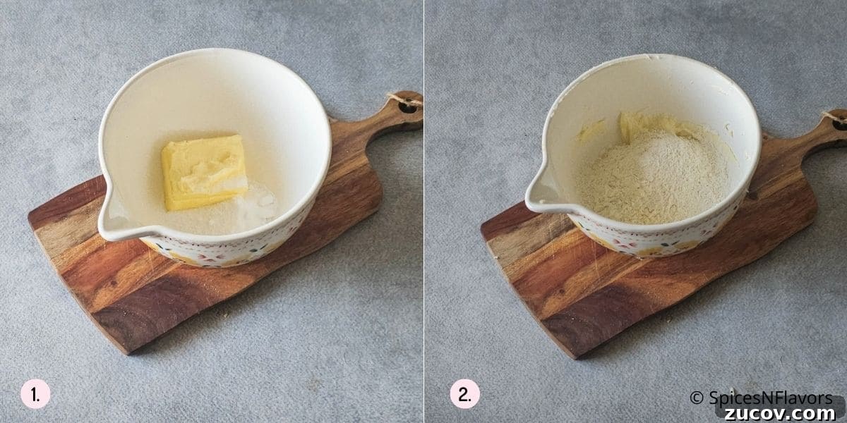 Cranberry Pistachio Shortbread Cookies (Egg-Free) 4 beat butter, sugar, flour in a bowl