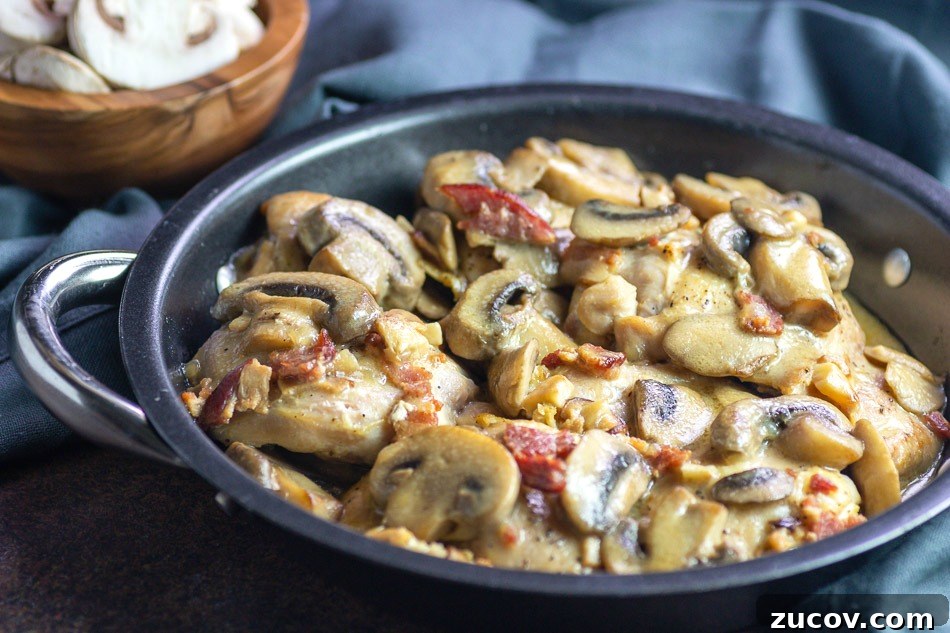 Keto Skillet Chicken with Bacon Mushroom Gravy 3 One Skillet Keto Chicken with bacon Mushroom Gravy- Low Carb & Paleo