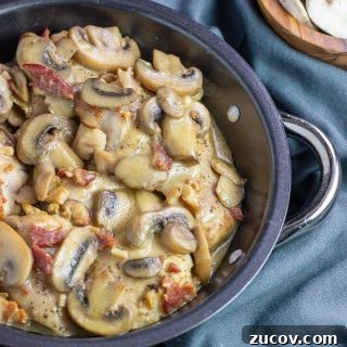 Keto Skillet Chicken with Bacon Mushroom Gravy 4 One Skillet Keto Chicken with bacon Mushroom Gravy- Low Carb & Paleo