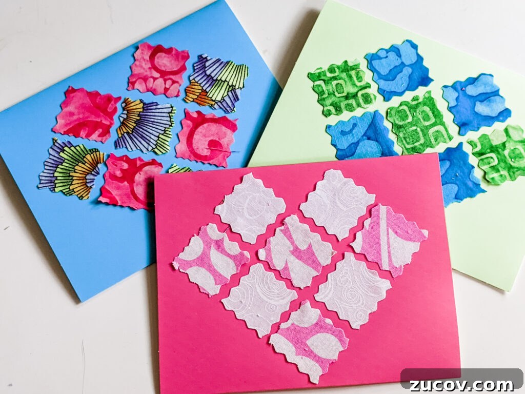 3 fabric heart cards - a Valentine Craft