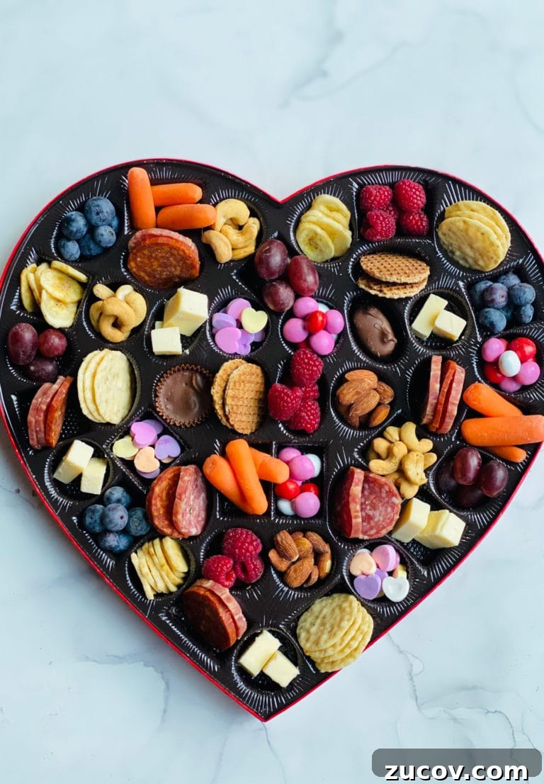 A Valentines themed snack board