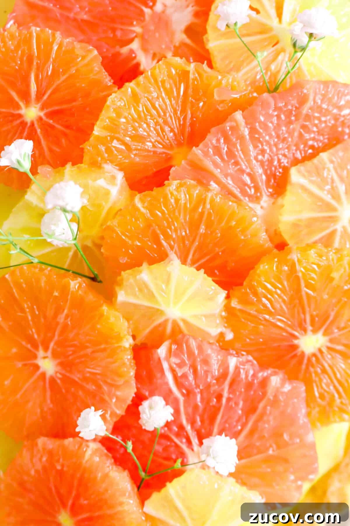 citrus slices with flowers