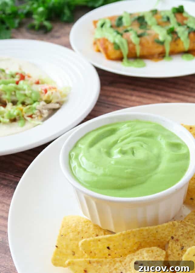 Creamy Avocado Yogurt Sauce with Greek Yogurt 3 Healthy Creamy Avocado Sauce (with Greek Yogurt) served as Creamy Avocado Dip and drizzled on tacos and enchiladas