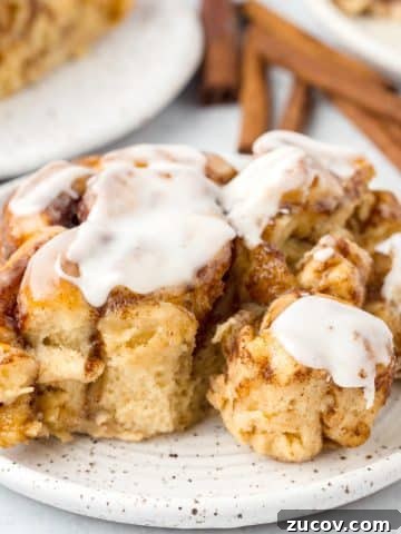 A square of cinnamon roll casserole