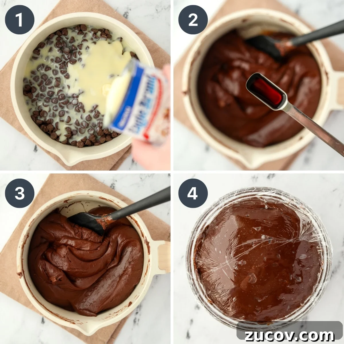 Decadent Chocolate Orange Truffles Recipe for Homemade Gifts 4 Melting chocolate chips and sweetened condensed milk together in a saucepan.