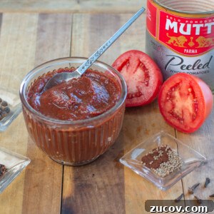 Homemade Roasted Ketchup with canned plum tomatoes