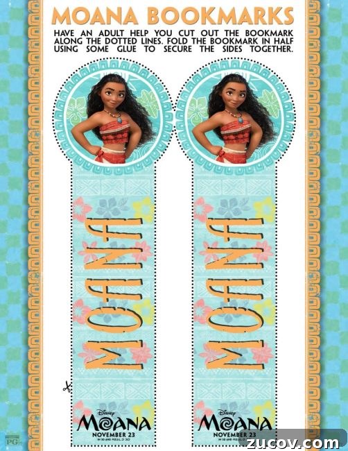 Moana Books and Activities for Kids, Toddlers, and Teens 8 Moana free printable bookmarks