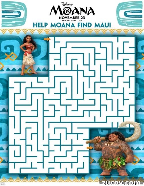 Moana Books and Activities for Kids, Toddlers, and Teens 6 Moana maze printable activity sheet