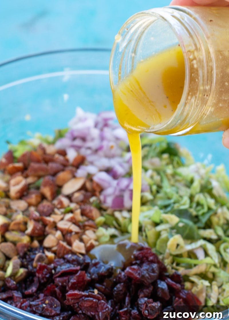 Crisp Shaved Brussels Sprouts Salad with Lemon Parmesan Dressing 4 This Shaved Brussels Sprouts Salad is the best no-cook, meal prep dish! This healthy, easy salad is perfect for lunch, potlucks, holiday parties, and more!