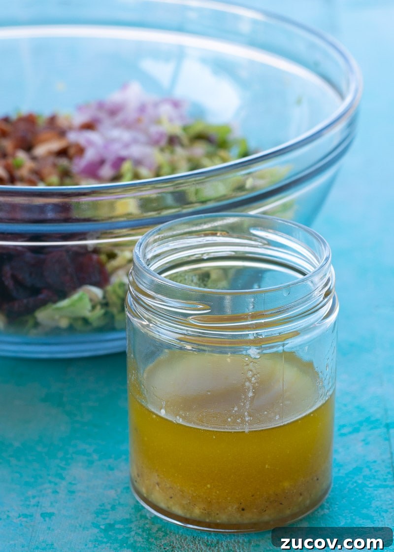 Crisp Shaved Brussels Sprouts Salad with Lemon Parmesan Dressing 5 This Shaved Brussels Sprouts Salad is the best no-cook, meal prep dish! This healthy, easy salad is perfect for lunch, potlucks, holiday parties, and more!