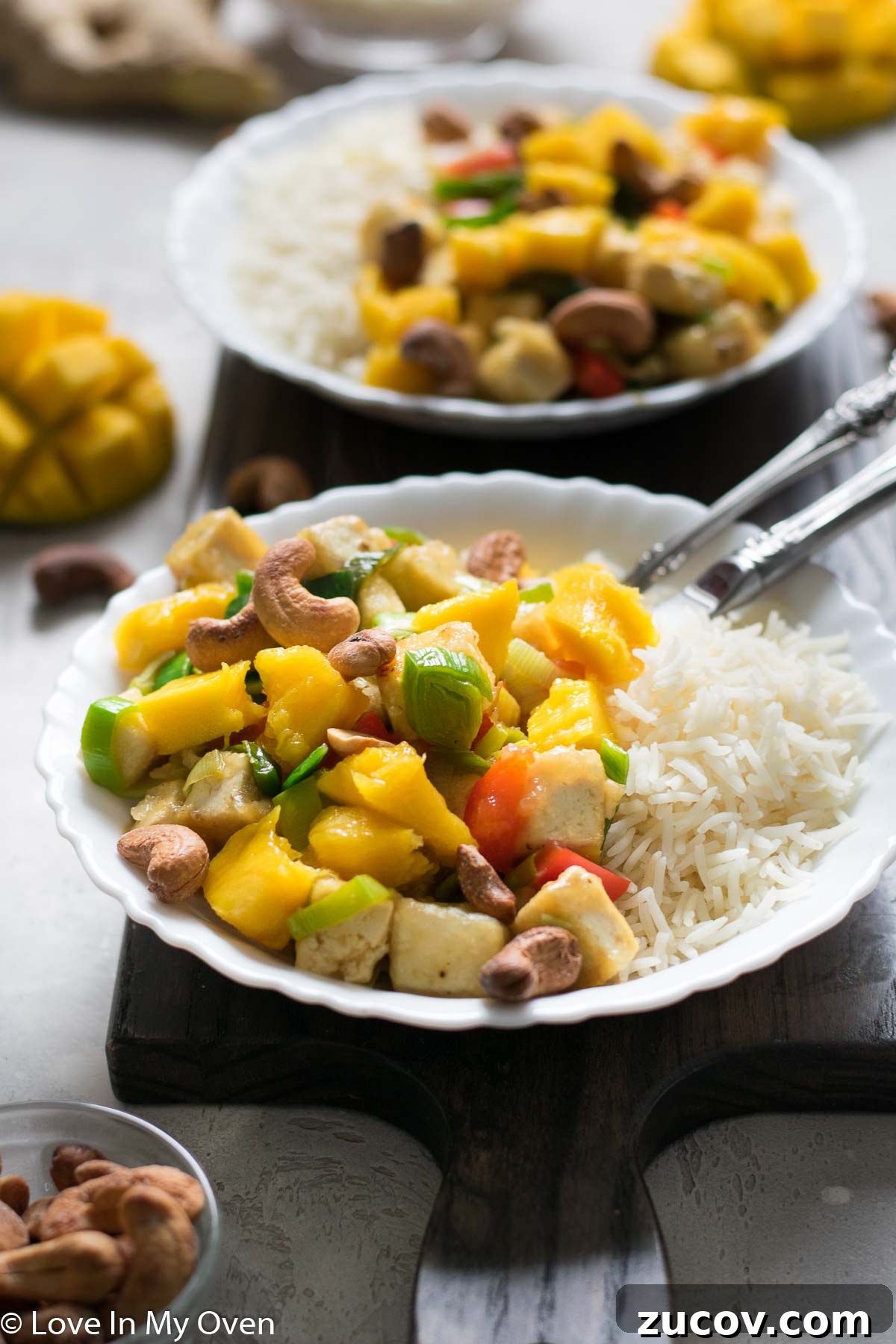 Mango Tofu Stir-Fry with Bell Peppers and Ginger 8 mango tofu stir fry