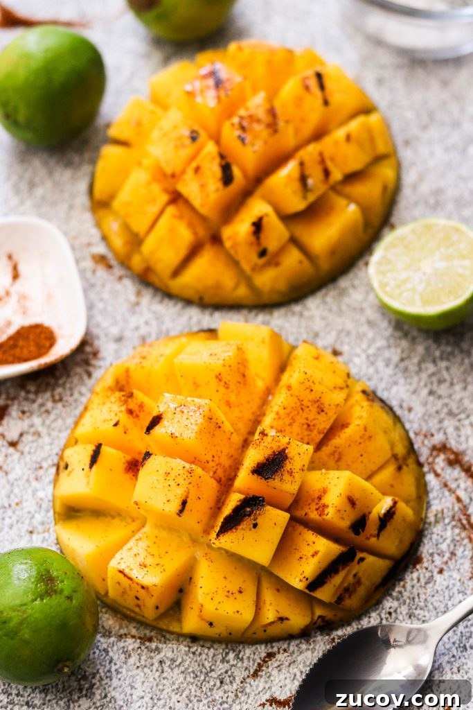 Grilled Mexican Chili-Lime Mango Recipe (Paleo, Whole30, Vegan) 2 grilled chili lime mango