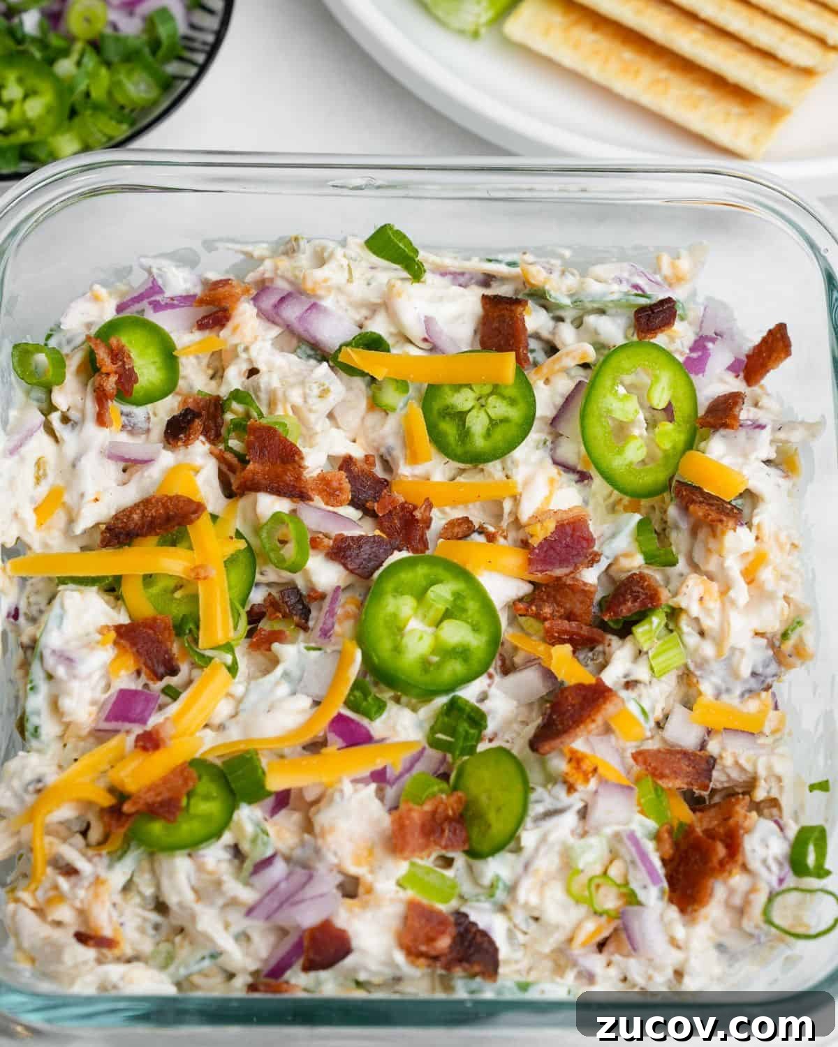 Jalapeño Popper Chicken Salad Recipe — Creamy, Spicy Twist 3 jalapeno popper chicken salad in a bowl