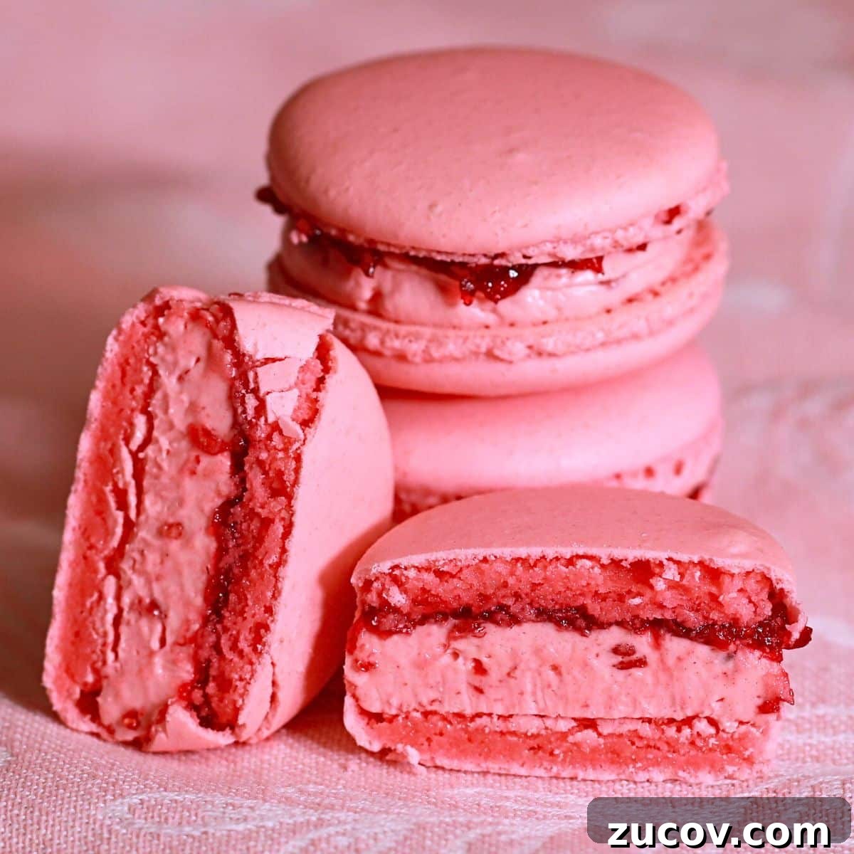 Raspberry Macarons Recipe: Light, Tangy French Cookies 6 homemade best raspberry macarons with raspberry jam and french buttercream.