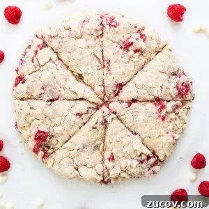 White Chocolate and Raspberry Scones Recipe for Brunch 10 Raspberries and white chocolate scones.