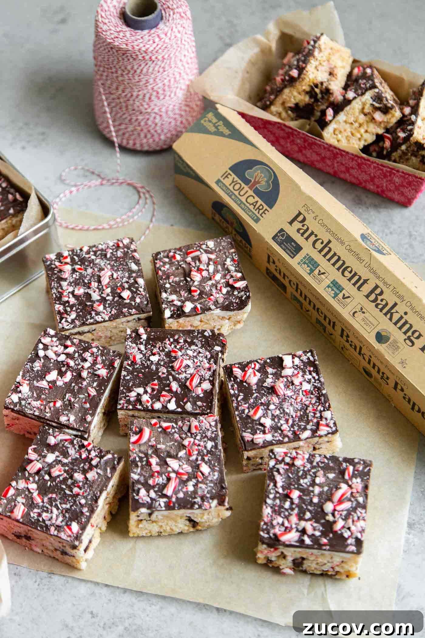 Peppermint Bark Marshmallow Cereal Bars Recipe for Holidays 3 Peppermint Marshmallow Cereal Bars