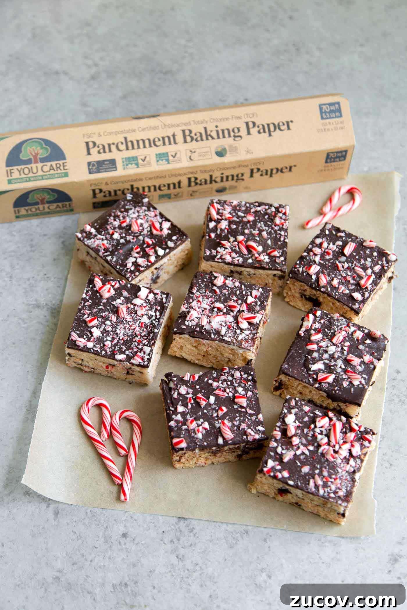 Peppermint Bark Marshmallow Cereal Bars Recipe for Holidays 6 Peppermint Marshmallow Cereal Treat Bars