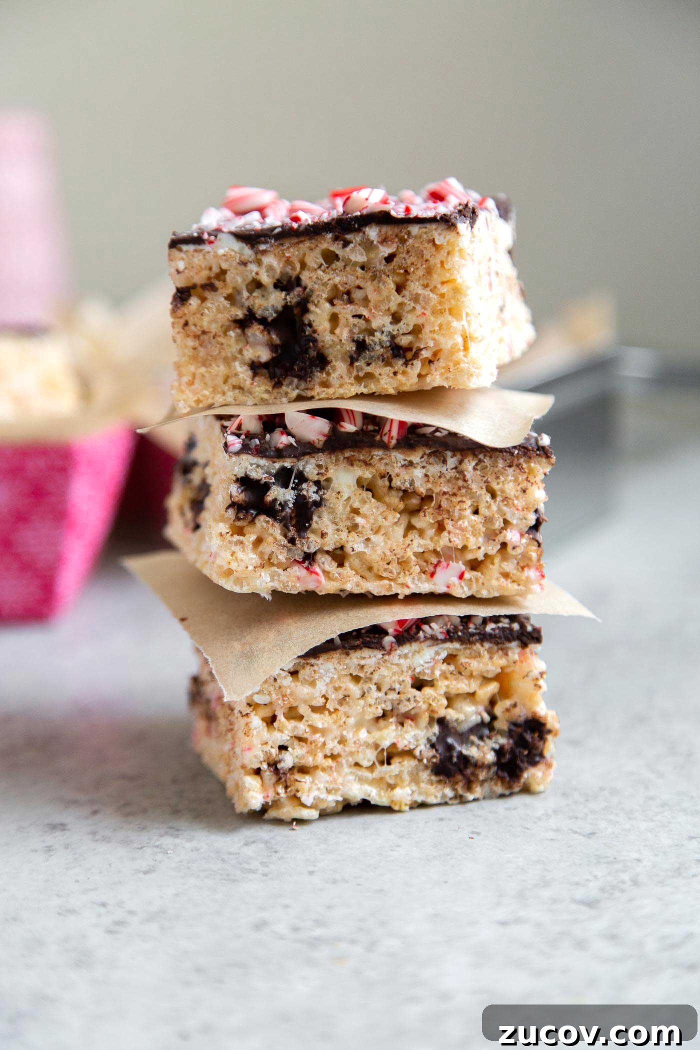 Peppermint Bark Marshmallow Cereal Bars Recipe for Holidays 7 Peppermint Marshmallow Cereal Bars