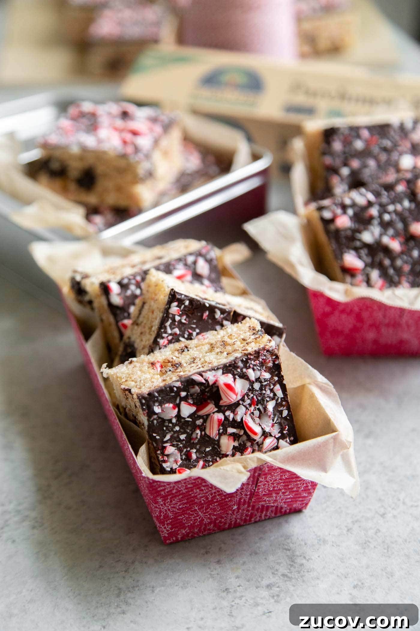 Peppermint Bark Marshmallow Cereal Bars Recipe for Holidays 9 Peppermint Marshmallow Cereal Bars