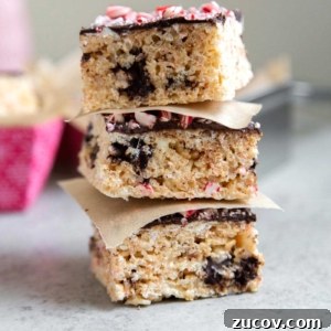 Peppermint Bark Marshmallow Cereal Bars Recipe for Holidays 10 Peppermint Marshmallow Cereal Bars