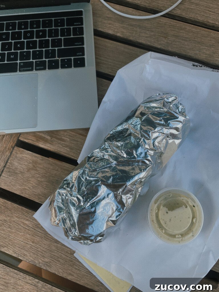 Skiers’ Breakfast Burrito from Beaumont Bakery: Mountain Morning Favorite 2 breakfast burrito in tinfoil
