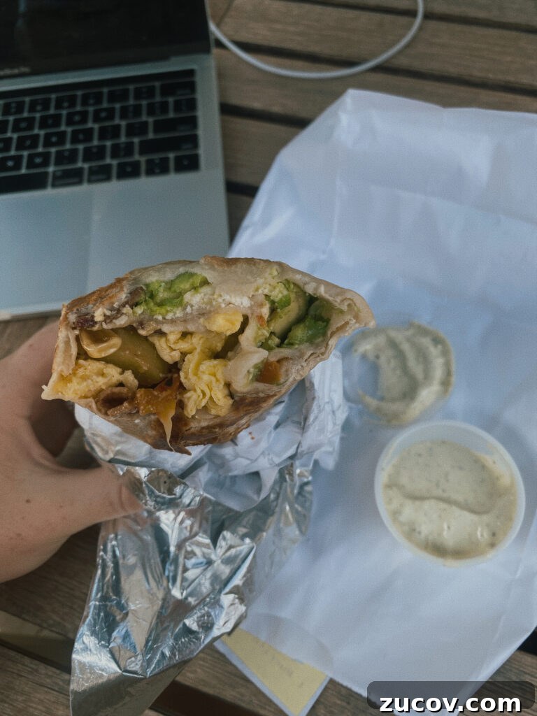 Skiers’ Breakfast Burrito from Beaumont Bakery: Mountain Morning Favorite 3 breakfast burrito