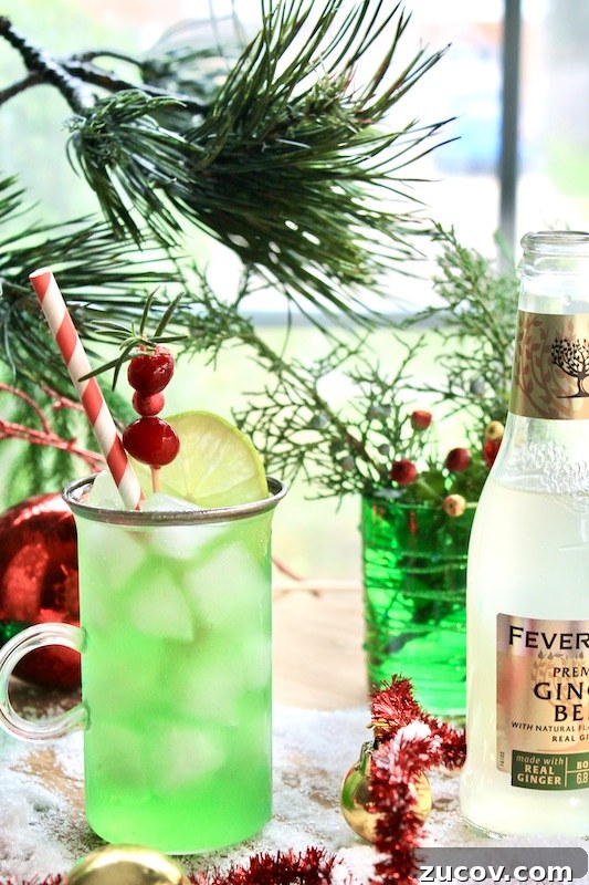 Christmas Grinch Cocktail: Apple Whiskey Moscow Mule Recipe 5 festive green grinch moscow mule cocktail