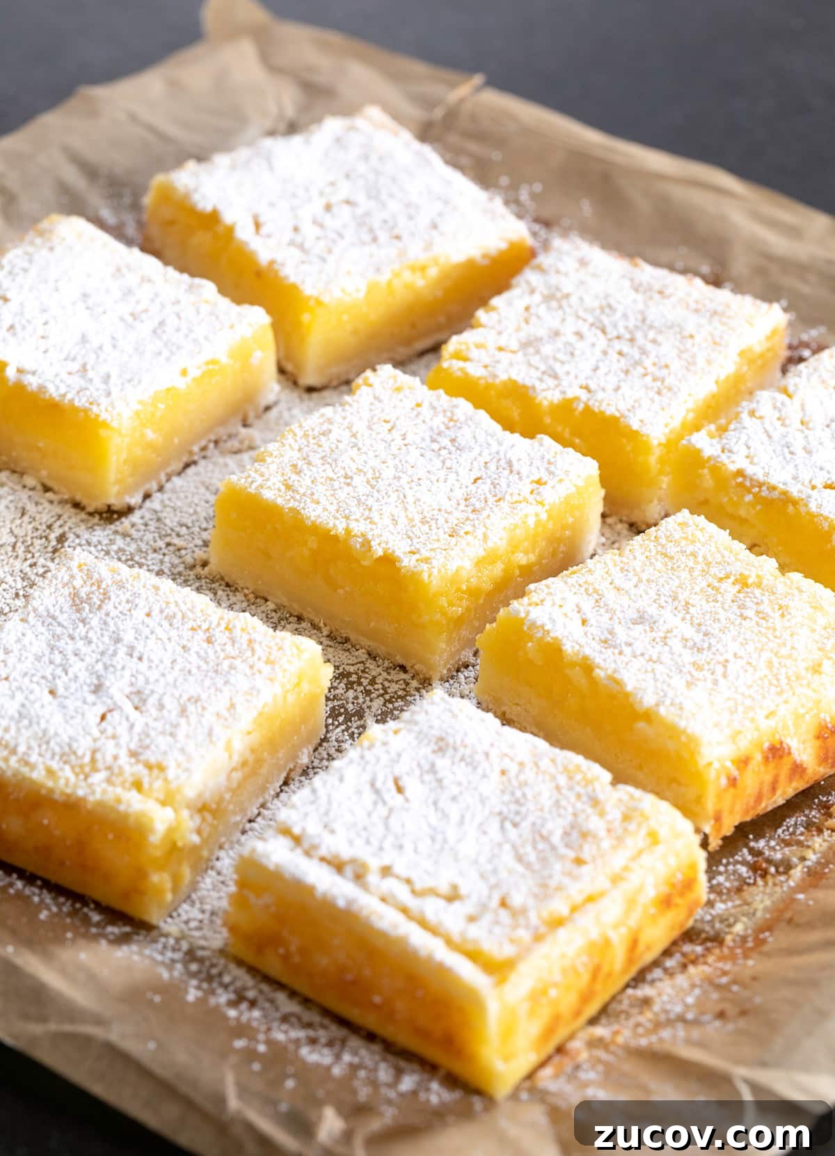 Gluten-Free Lemon Bar Recipe: Zesty, Tart Citrus Squares 18 Image of 8 squares of lemon bars