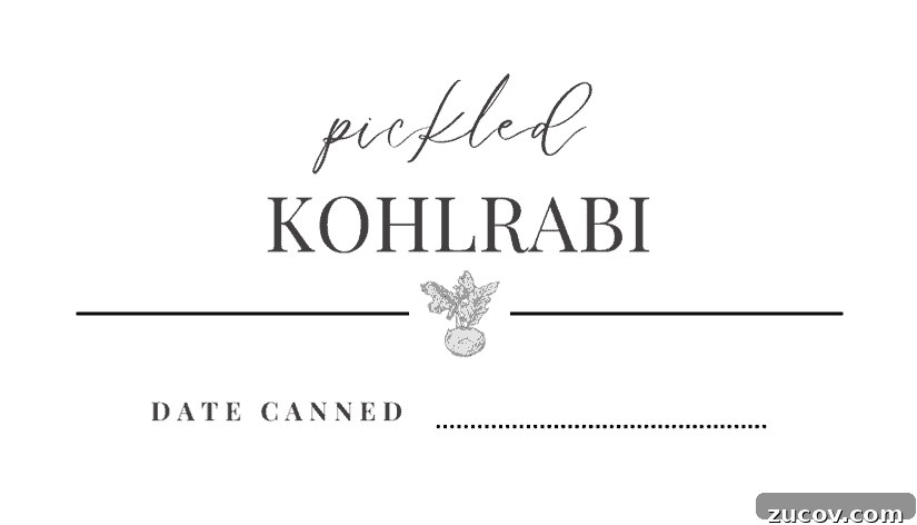 Crispy Pickled Kohlrabi Recipe for Tangy, Quick Ferments 9 Pickled Kohlrabi jar label for printing to tie around jar of pickles.
