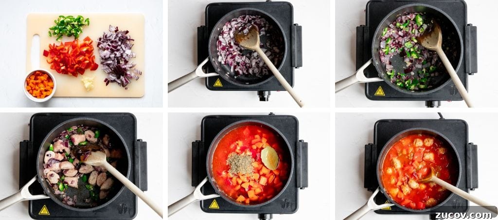 Tomato Sausage Soup for Quick Midweek Dinners 4 Making tomato and sausage soup step by step