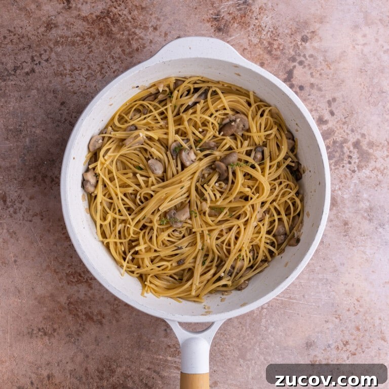 20-Minute Mushroom Marsala Pasta Recipe (Vegetarian) 12 One Pot Mushroom Marsala Pasta cooked in a saucepan