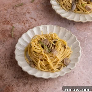 20-Minute Mushroom Marsala Pasta Recipe (Vegetarian) 9 Plate of One Pot Mushroom Marsala Pasta