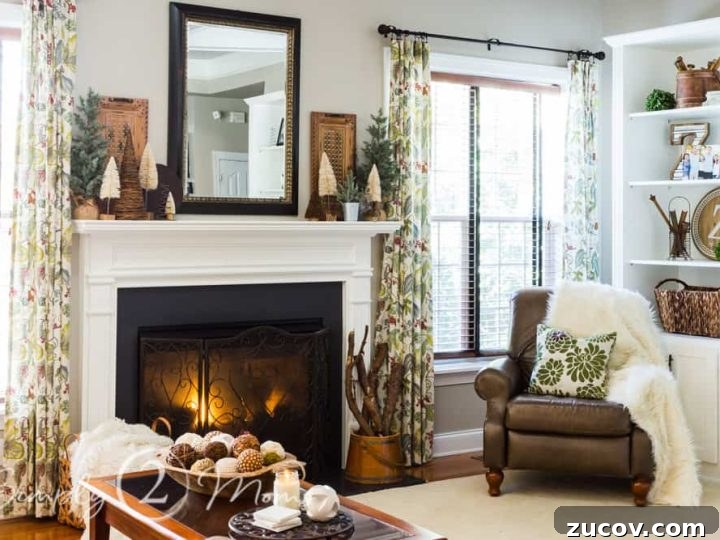 Winter Fireplace Decor